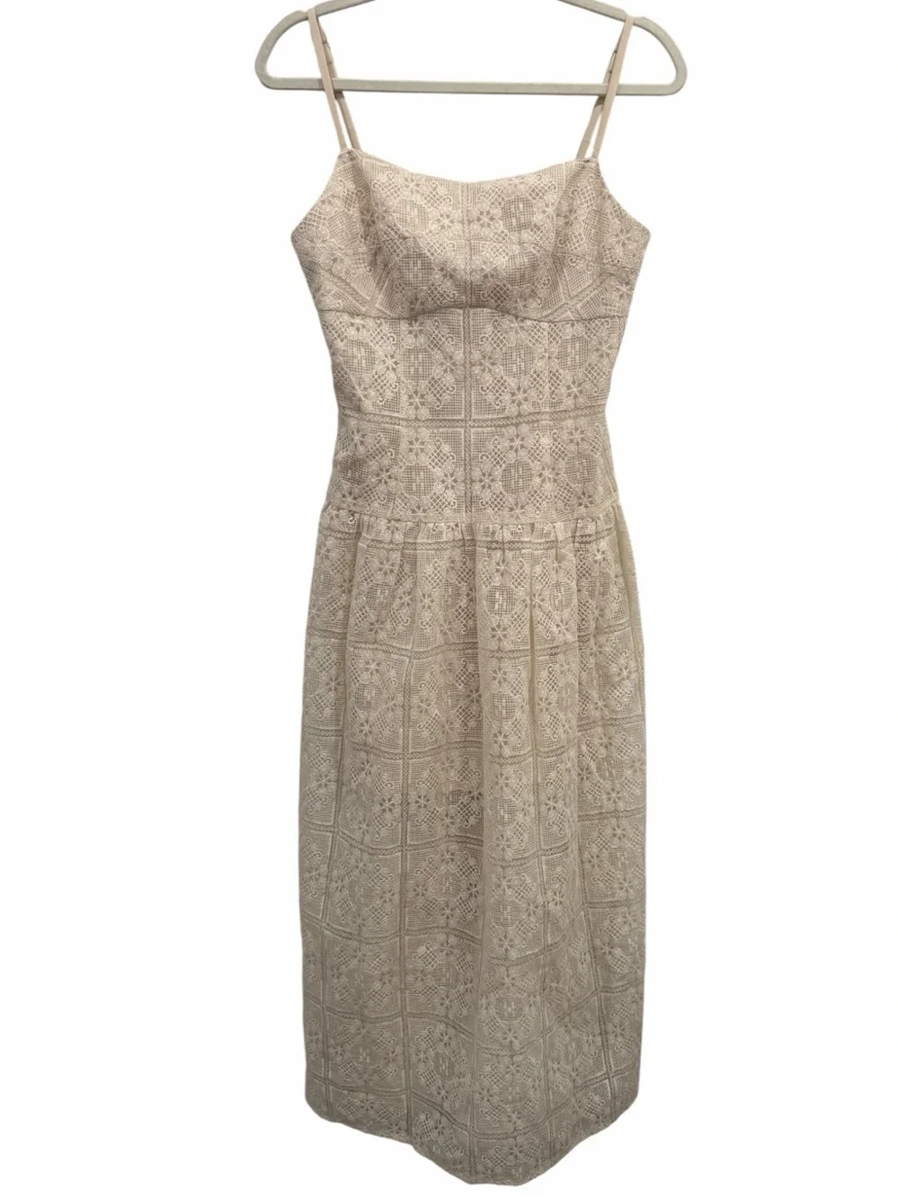 Avec Les Filles Embroidered Lace Midi Dress Natural Ivory Size 6 NWT Cottagecore - Picture 2 of 10